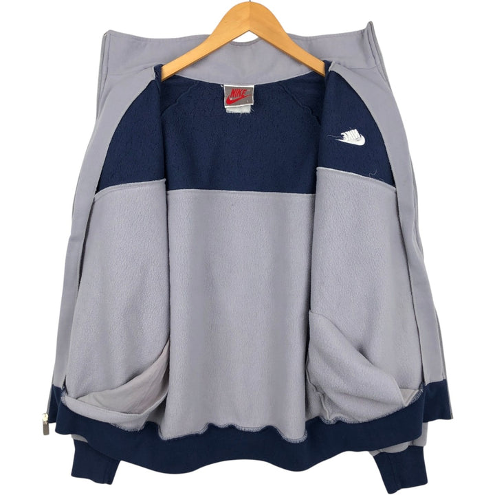 90'S Nike Silver Tag Two-Tone Full-Zip Sweatshirt, Men's Size L (Equivalent), Vintage unclear gray type Vintage Second Hand