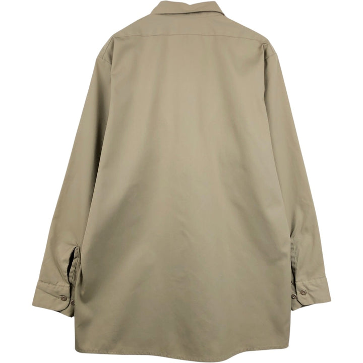 90'S Dickies Long-Sleeve Work Shirt, Made in USA, Men's Size L (Equivalent), Vintage polyester Beige type Vintage Second Hand
