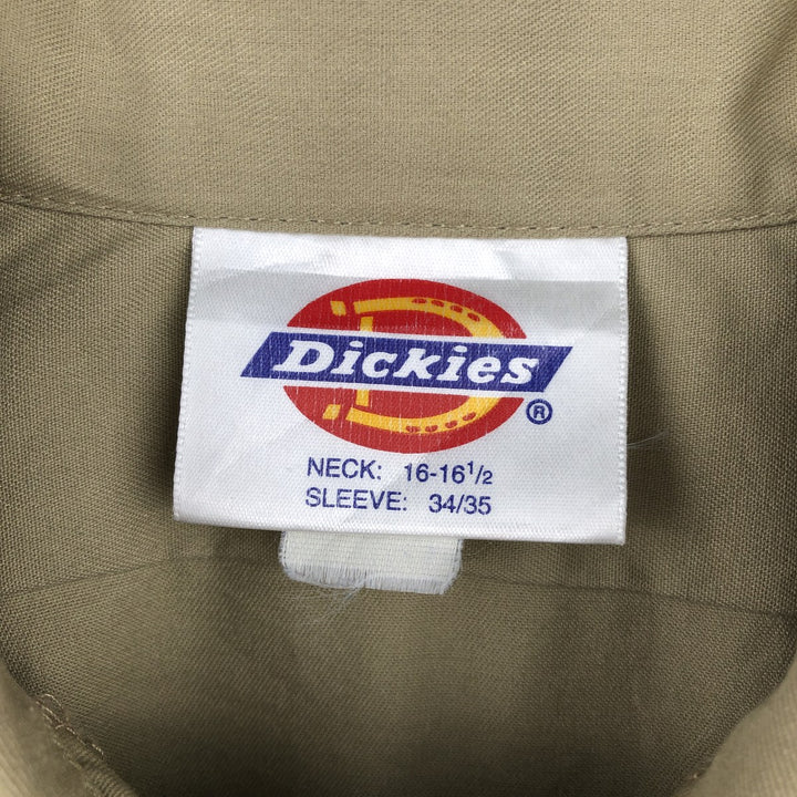 90'S Dickies Long-Sleeve Work Shirt, Made in USA, Men's Size L (Equivalent), Vintage polyester Beige type Vintage Second Hand