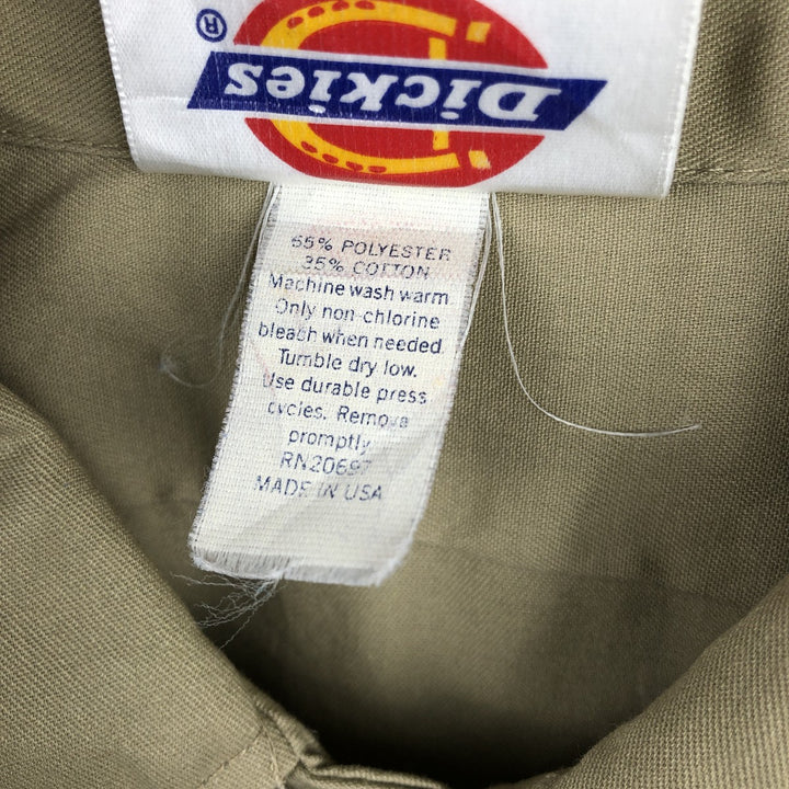 90'S Dickies Long-Sleeve Work Shirt, Made in USA, Men's Size L (Equivalent), Vintage polyester Beige type Vintage Second Hand