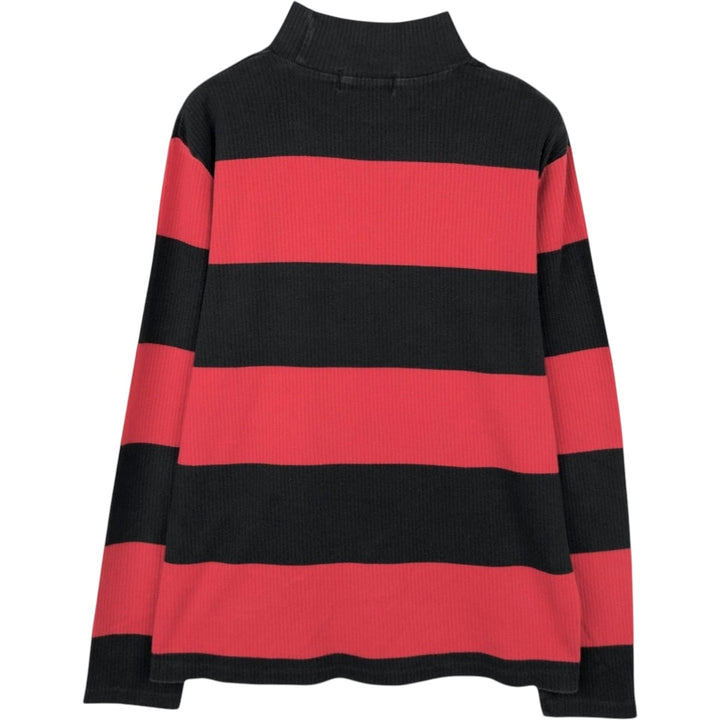 Ralph Lauren POLO by Ralph Lauren Striped Pattern High Neck Long T-Shirt (Men's Size L) cotton black type Vintage Second Hand