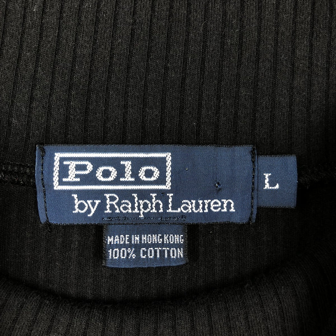 Ralph Lauren POLO by Ralph Lauren Striped Pattern High Neck Long T-Shirt (Men's Size L) cotton black type Vintage Second Hand