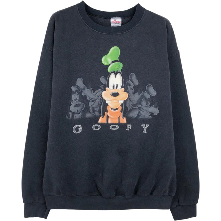 Disney Goofy character sweatshirt, made in USA, men's size XL equivalent, vintage. cotton black type Vintage Second Hand