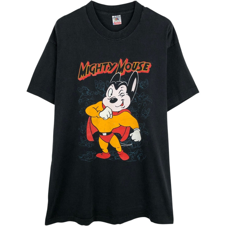 90'S Fruit of the Loom Mighty Mouse Character Print T-Shirt, Made in USA, Men's XL (approx.) Vintage cotton black type Vintage Second Hand