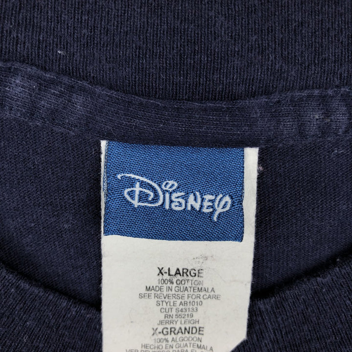 Disney MICKEY MOUSE character print T-shirt, men's size XL (approx.) cotton navy blue type Vintage Second Hand