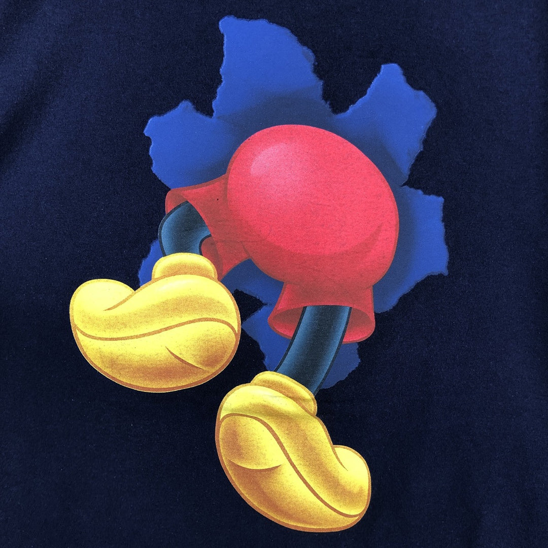 Disney MICKEY MOUSE character print T-shirt, men's size XL (approx.) cotton navy blue type Vintage Second Hand