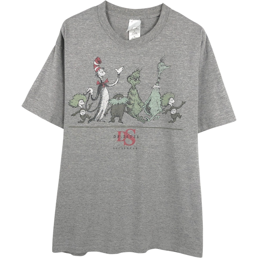 Dr. Seuss GRINCH character print T-shirt, made in USA, men's size XL equivalent, vintage. cotton gray type Vintage Second Hand