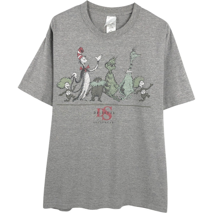 Dr. Seuss GRINCH character print T-shirt, made in USA, men's size XL equivalent, vintage. cotton gray type Vintage Second Hand