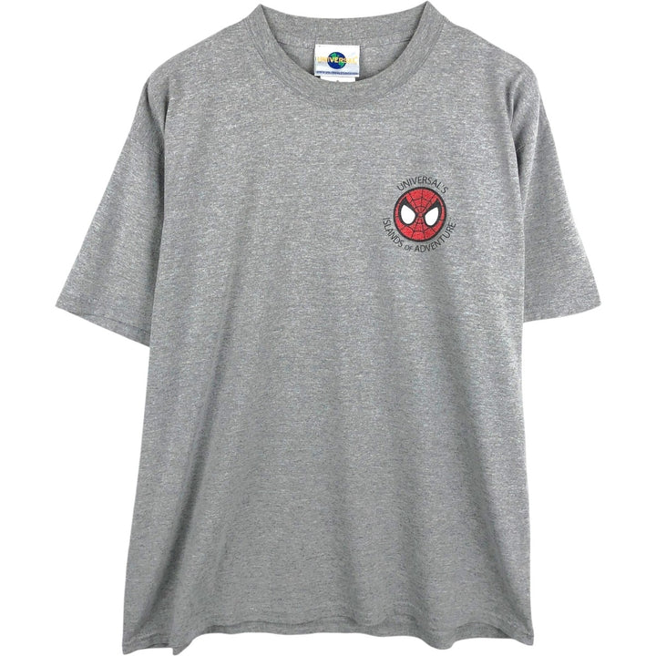 Marvel Spider-Man character print T-shirt, men's XL size cotton gray type Vintage Second Hand