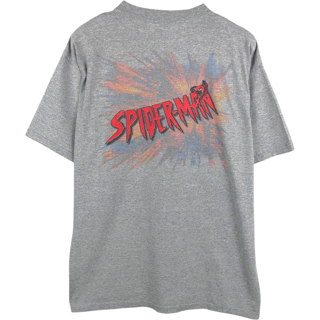 Marvel Spider-Man character print T-shirt, men's XL size cotton gray type Vintage Second Hand