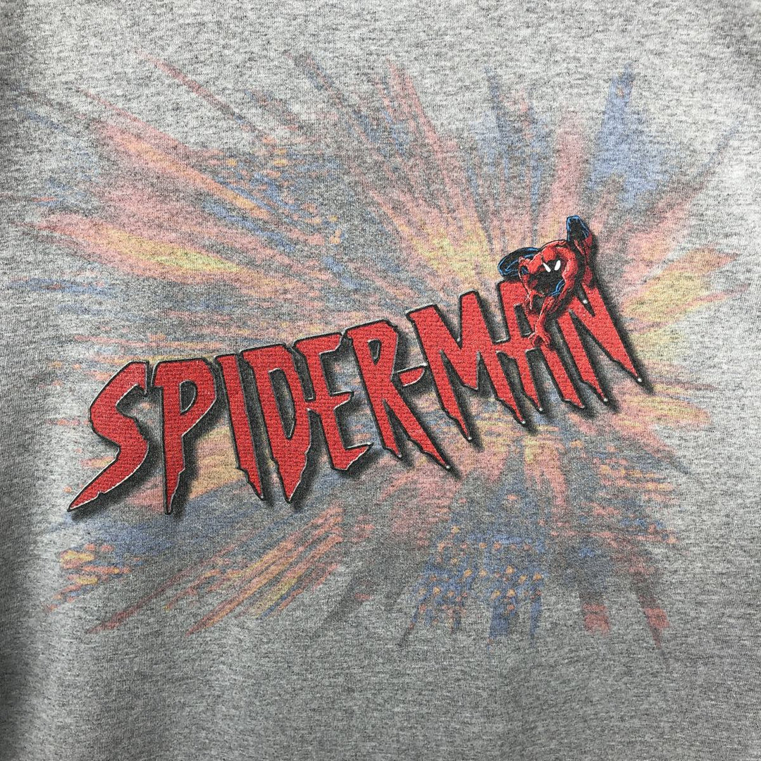Marvel Spider-Man character print T-shirt, men's XL size cotton gray type Vintage Second Hand