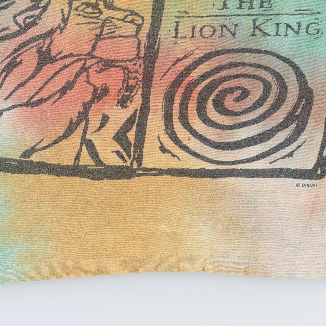 90'S Disney THE LION KING Tie-Dye Pattern Character Print T-Shirt, Men's Size L (approx.), Vintage cotton multicolor Vintage Second Hand