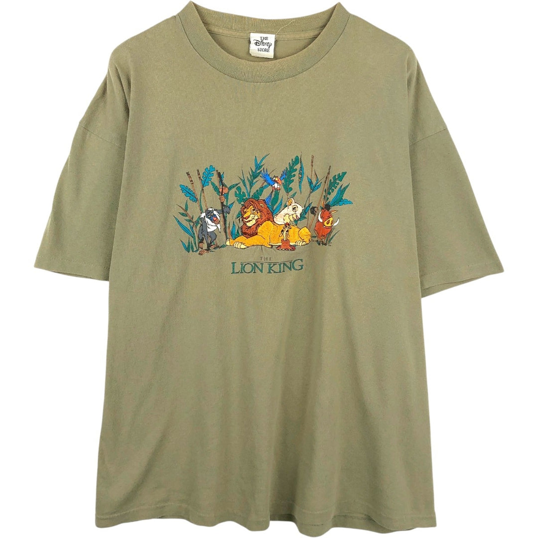 90'S Disney THE LION KING character print T-shirt, Made in USA, Men's XXL equivalent, Vintage cotton Khaki type Vintage Second Hand