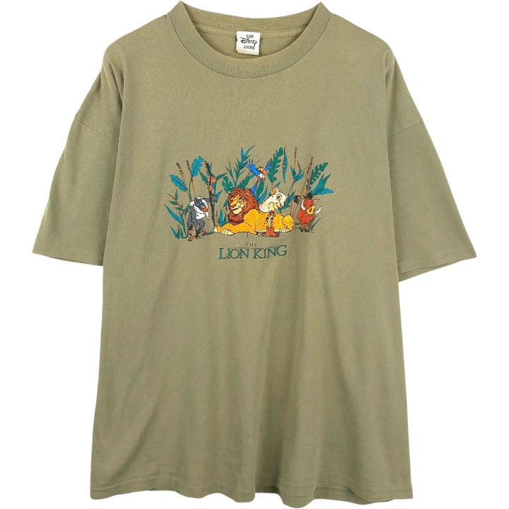 90'S Disney THE LION KING character print T-shirt, Made in USA, Men's XXL equivalent, Vintage cotton Khaki type Vintage Second Hand