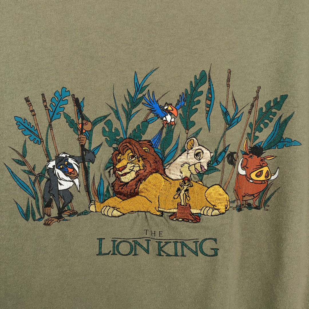 90'S Disney THE LION KING character print T-shirt, Made in USA, Men's XXL equivalent, Vintage cotton Khaki type Vintage Second Hand