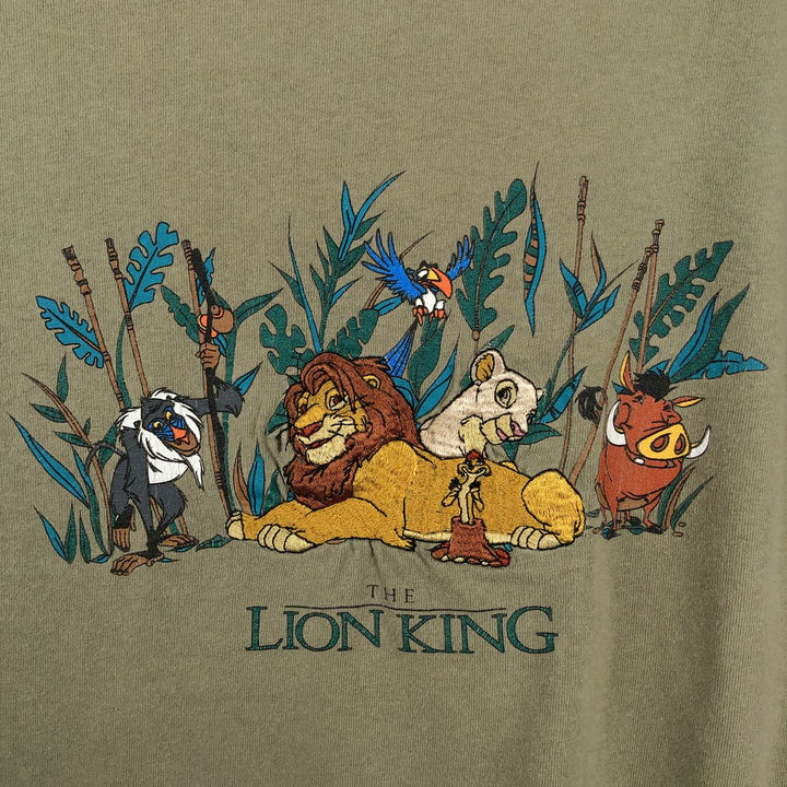 90'S Disney THE LION KING character print T-shirt, Made in USA, Men's XXL equivalent, Vintage cotton Khaki type Vintage Second Hand