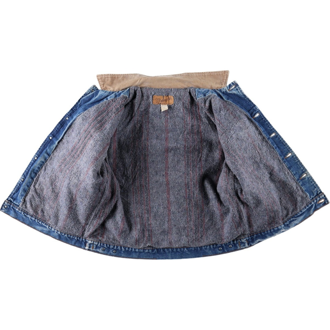80s-90'S Wrangler Denim Jacket, Made in USA, Men's XL equivalent, Vintage cotton blue type Vintage Second Hand
