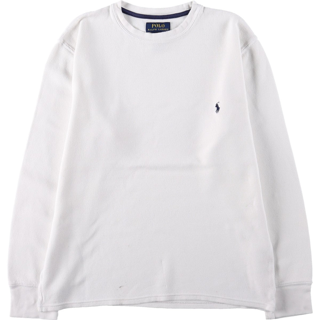 Ralph Lauren POLO RALPH LAUREN Thermal Long T-shirt Waffle Men's M size cotton white type Vintage Second Hand
