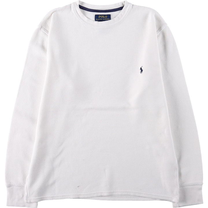 Ralph Lauren POLO RALPH LAUREN Thermal Long T-shirt Waffle Men's M size cotton white type Vintage Second Hand
