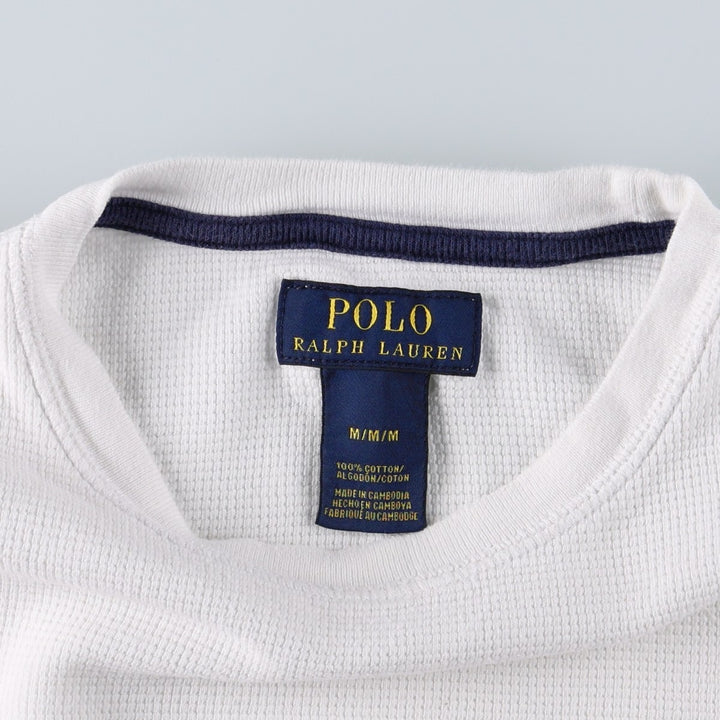 Ralph Lauren POLO RALPH LAUREN Thermal Long T-shirt Waffle Men's M size cotton white type Vintage Second Hand