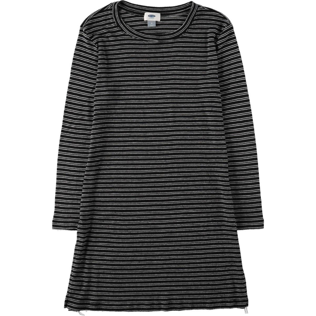 OLD NAVY Border Pattern Long T-Shirt (Women's Size M) polyester black type Vintage Second Hand
