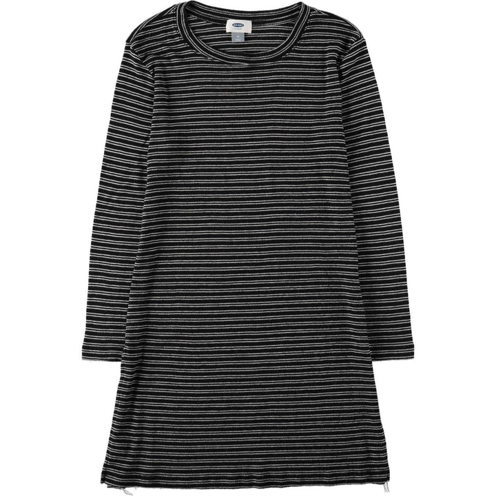 OLD NAVY Border Pattern Long T-Shirt (Women's Size M) polyester black type Vintage Second Hand