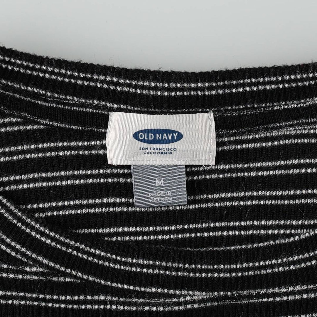 OLD NAVY Border Pattern Long T-Shirt (Women's Size M) polyester black type Vintage Second Hand