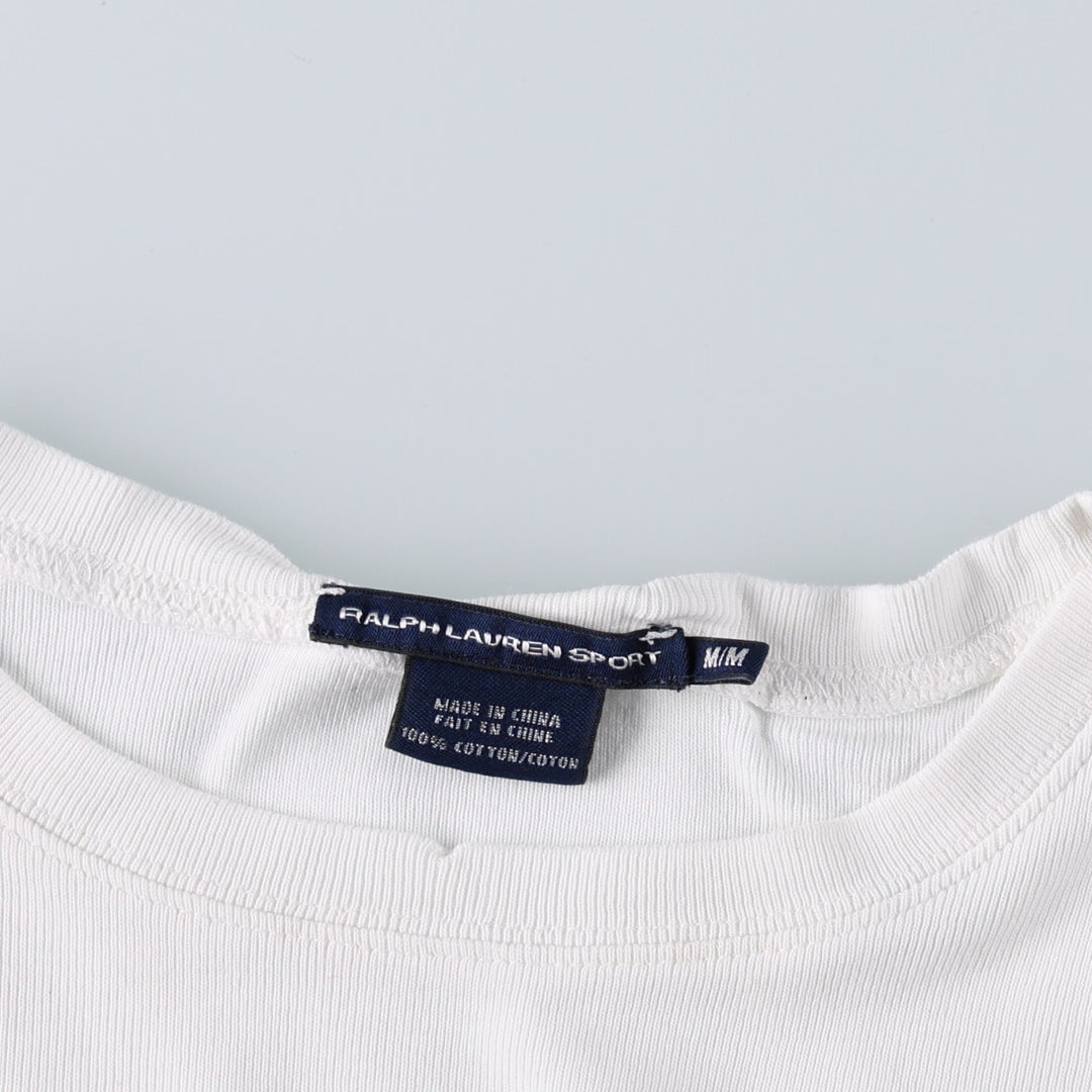 Ralph Lauren SPORT Long-Sleeve T-Shirt (Women's Size M) cotton white type Vintage Second Hand