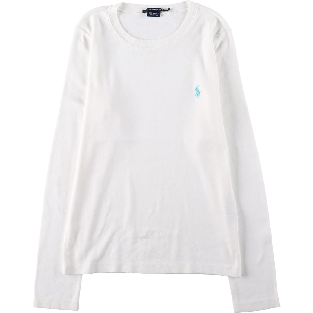 Ralph Lauren SPORT Long-Sleeve T-Shirt (Women's Size L) cotton white type Vintage Second Hand