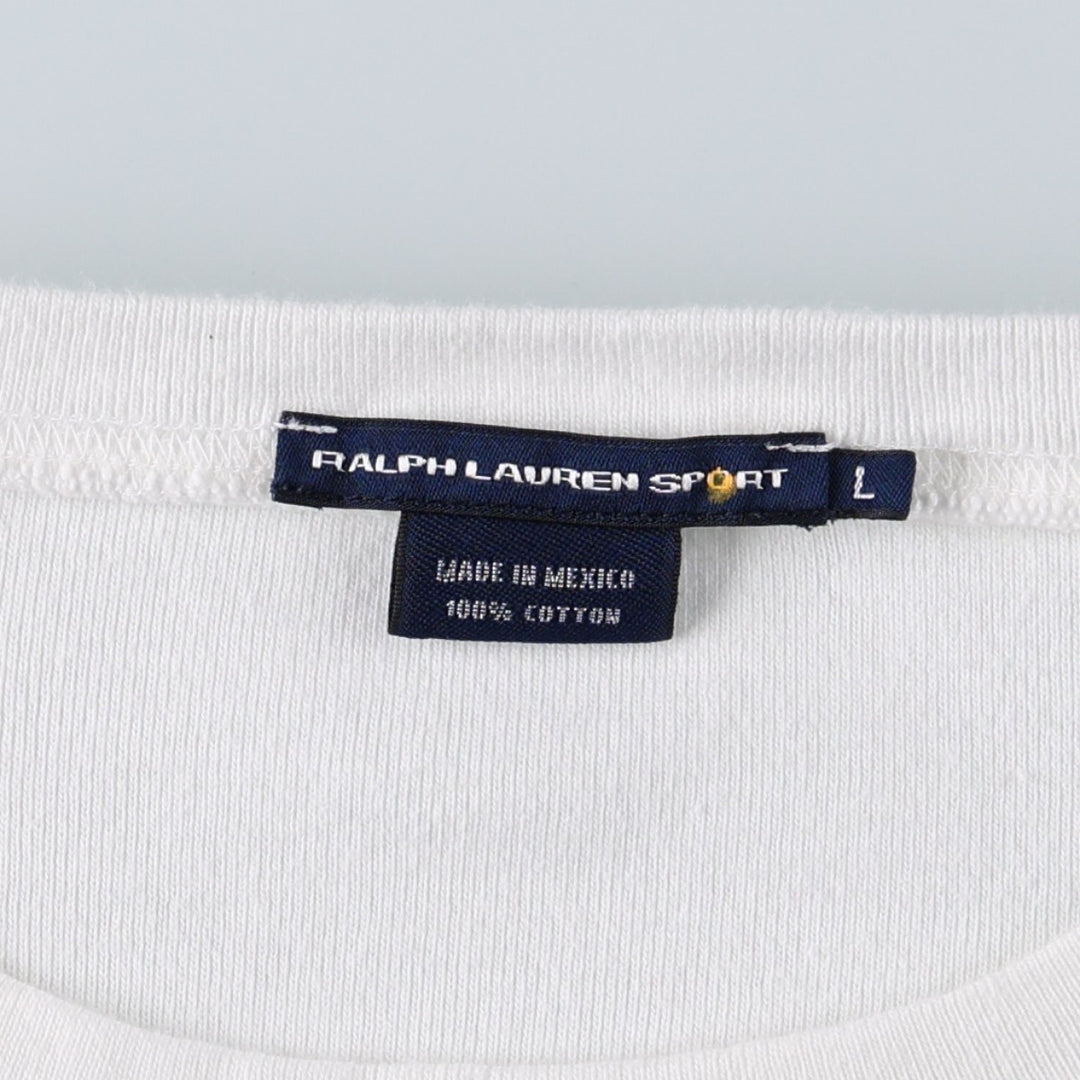 Ralph Lauren SPORT Long-Sleeve T-Shirt (Women's Size L) cotton white type Vintage Second Hand