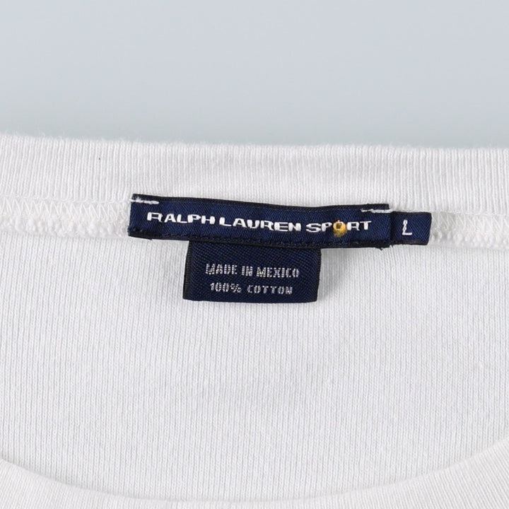 Ralph Lauren SPORT Long-Sleeve T-Shirt (Women's Size L) cotton white type Vintage Second Hand
