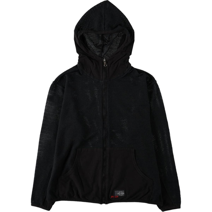 Harley-Davidson Mesh Sweat Full-Zip Hoodie, Made in USA, Women's Size L (approx.) cotton black type Vintage Second Hand