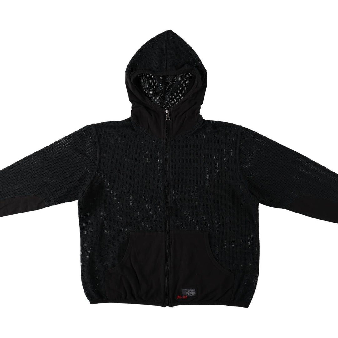 Harley-Davidson Mesh Sweat Full-Zip Hoodie, Made in USA, Women's Size L (approx.) cotton black type Vintage Second Hand
