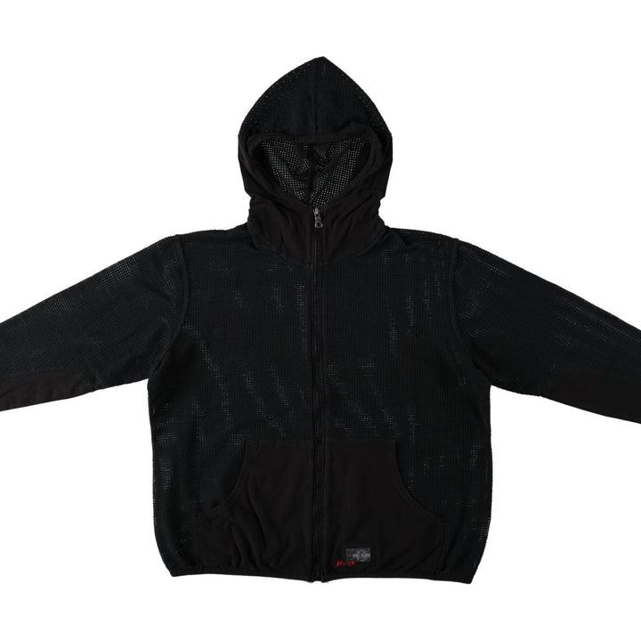 Harley-Davidson Mesh Sweat Full-Zip Hoodie, Made in USA, Women's Size L (approx.) cotton black type Vintage Second Hand