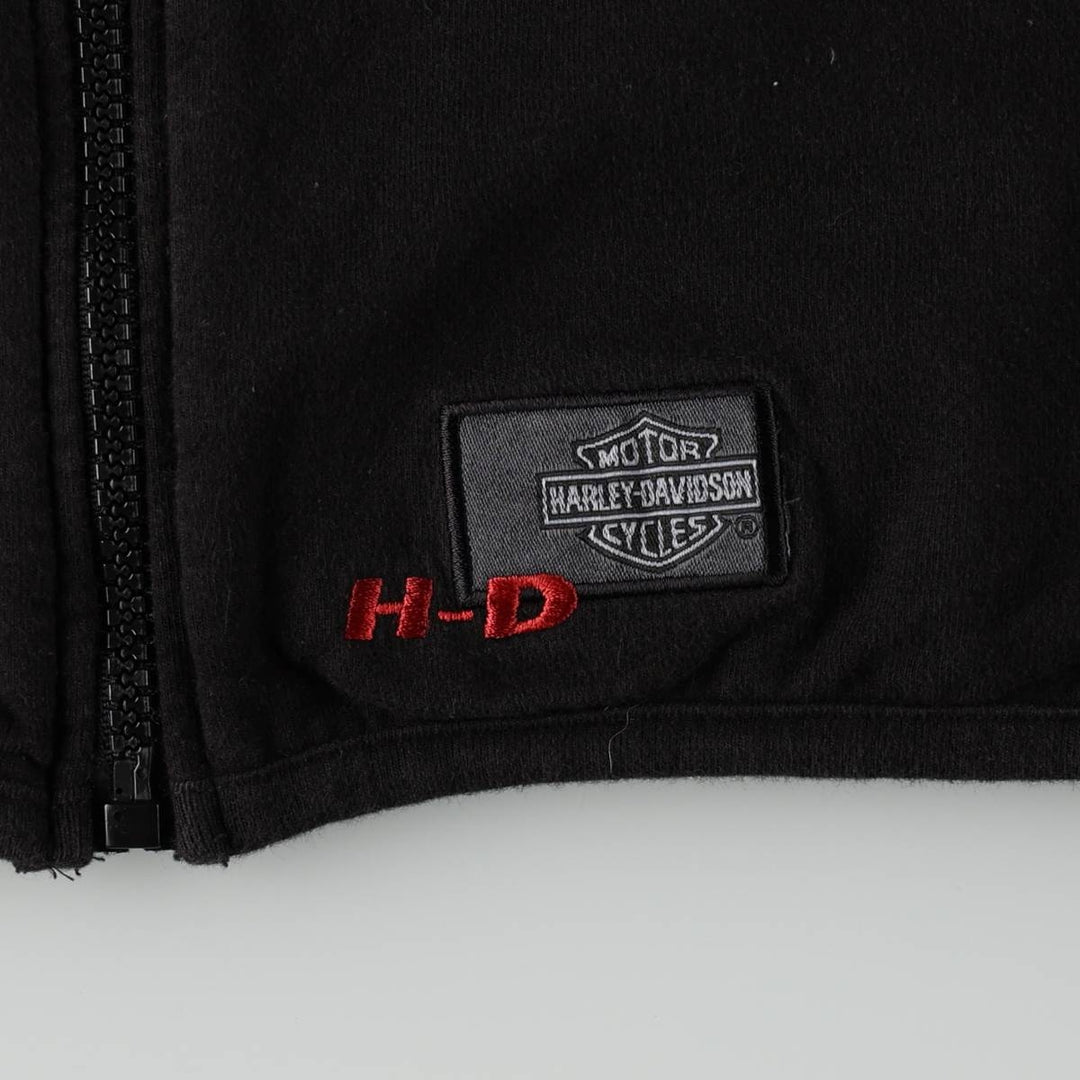 Harley-Davidson Mesh Sweat Full-Zip Hoodie, Made in USA, Women's Size L (approx.) cotton black type Vintage Second Hand