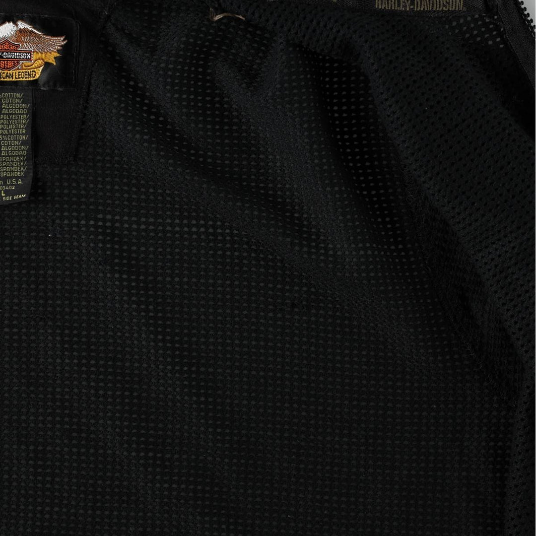 Harley-Davidson Mesh Sweat Full-Zip Hoodie, Made in USA, Women's Size L (approx.) cotton black type Vintage Second Hand