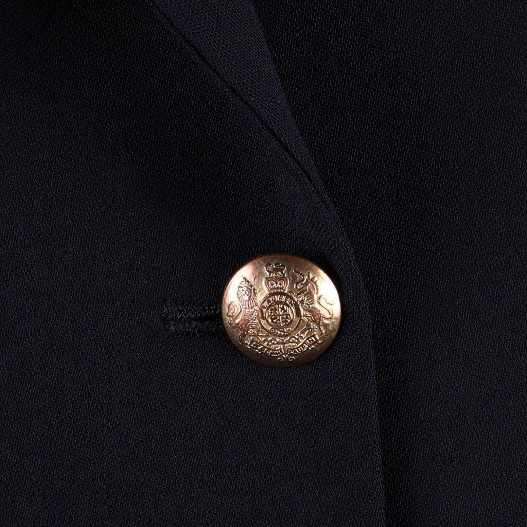 Ralph Lauren LAUREN Double-breasted peaked lapel navy blazer tailored jacket, made in USA, women's size L equivalent. wool navy blue type Vintage Second Hand
