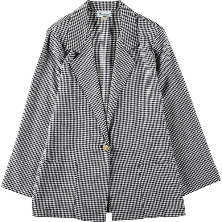 1980'S Joanna Check Pattern Easy Jacket Tailored Jacket Made in USA Women's Size M (Equivalent) Vintage polyester white type Vintage Second Hand