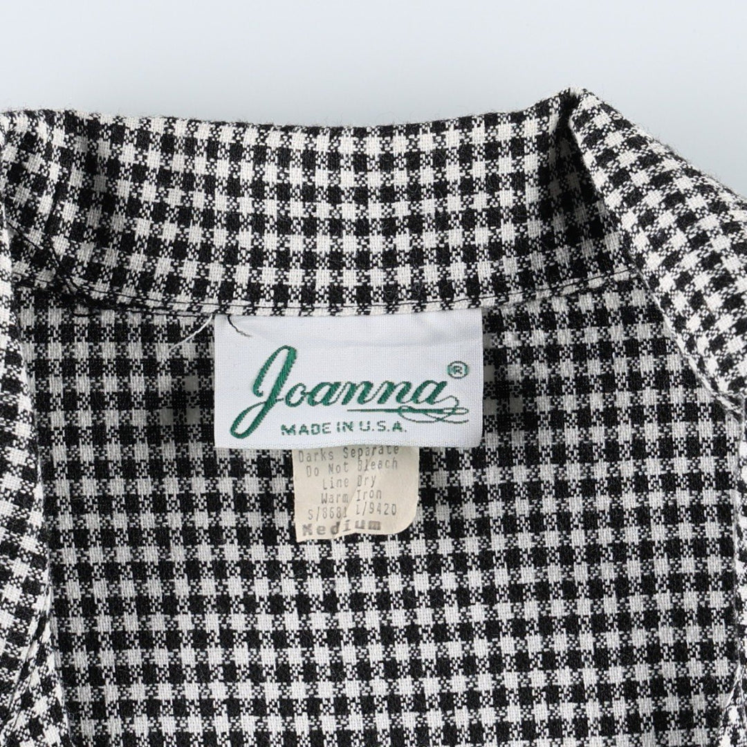1980'S Joanna Check Pattern Easy Jacket Tailored Jacket Made in USA Women's Size M (Equivalent) Vintage polyester white type Vintage Second Hand