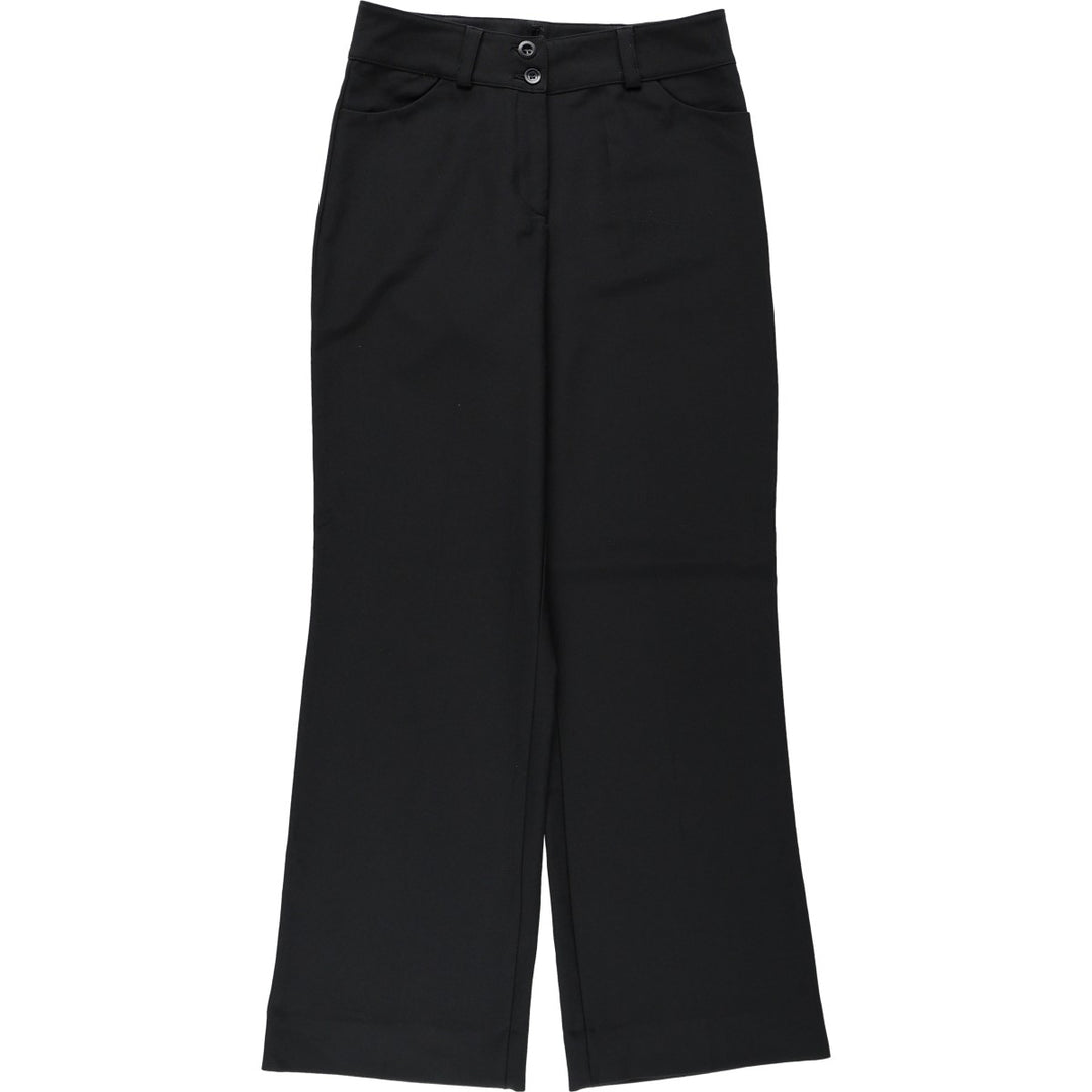QS. Women's Slacks Pants, Size L (equivalent to W28) polyester black type Vintage Second Hand