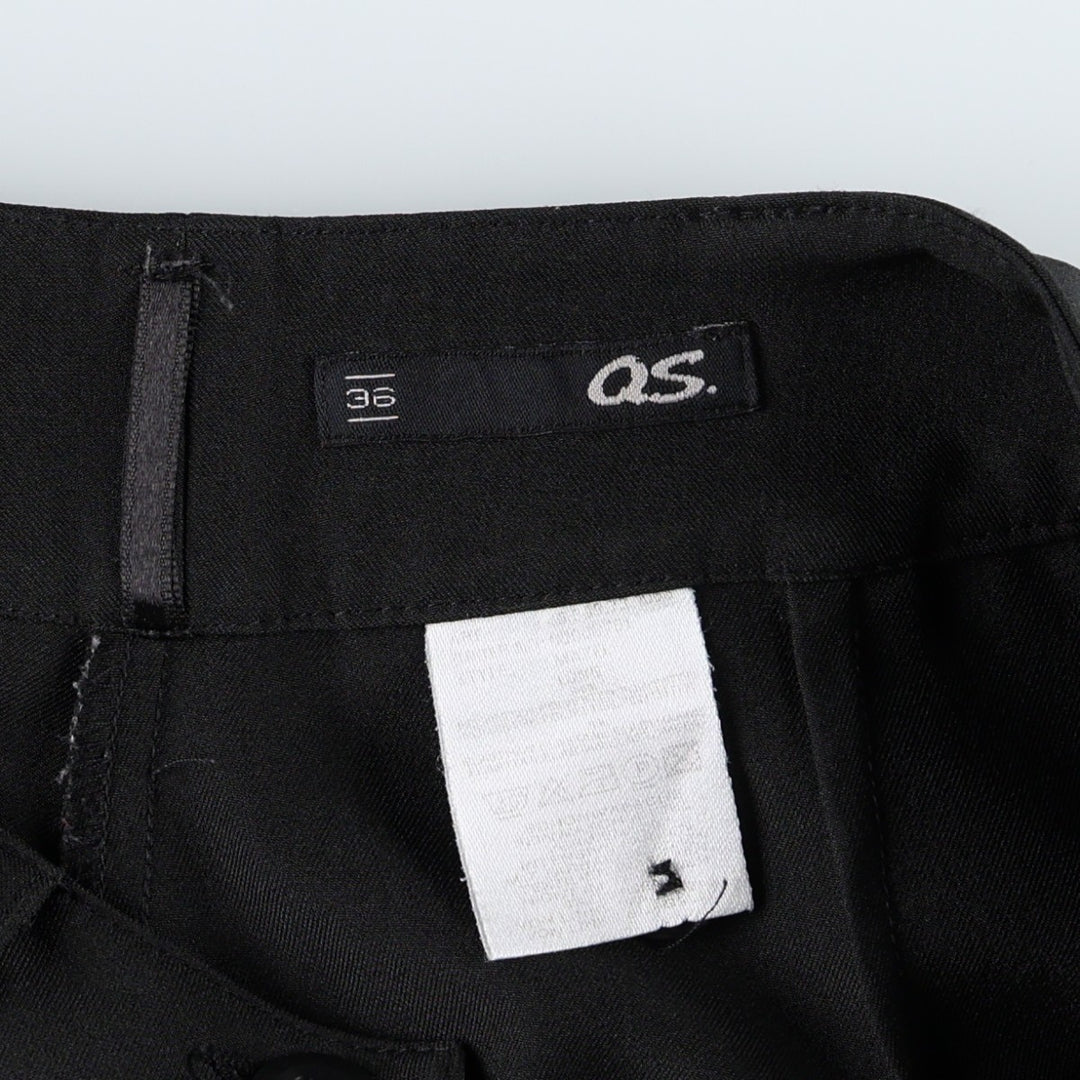 QS. Women's Slacks Pants, Size L (equivalent to W28) polyester black type Vintage Second Hand