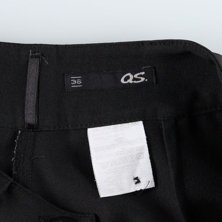 QS. Women's Slacks Pants, Size L (equivalent to W28) polyester black type Vintage Second Hand