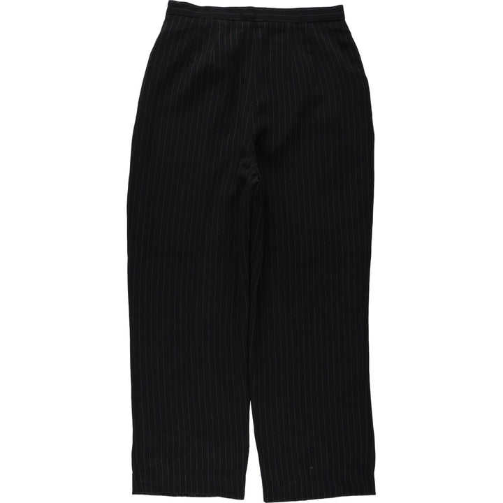 LAURA SCOTT Stripe Pattern One-Pleat Slacks Pants Women's L (equivalent to W28) polyester black type Vintage Second Hand