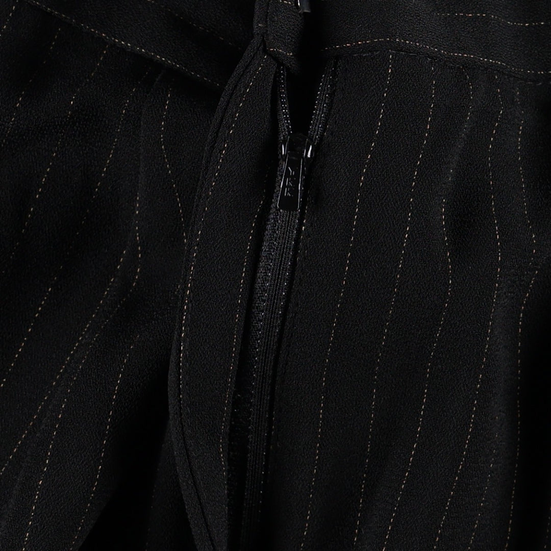 LAURA SCOTT Stripe Pattern One-Pleat Slacks Pants Women's L (equivalent to W28) polyester black type Vintage Second Hand