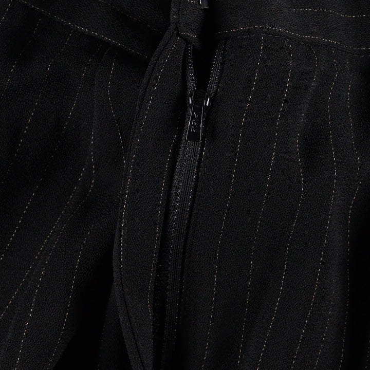 LAURA SCOTT Stripe Pattern One-Pleat Slacks Pants Women's L (equivalent to W28) polyester black type Vintage Second Hand