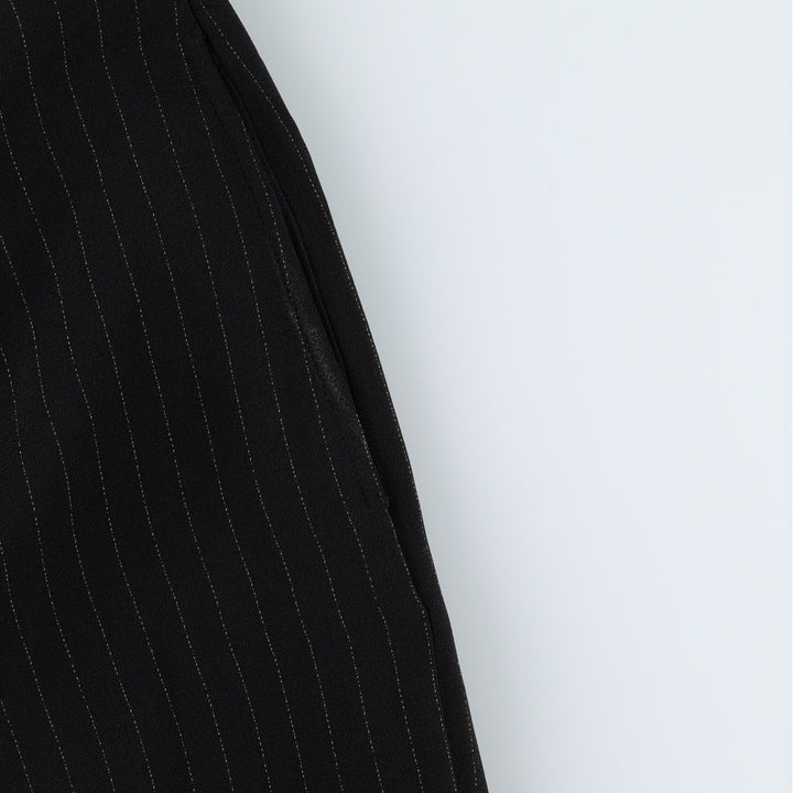 LAURA SCOTT Stripe Pattern One-Pleat Slacks Pants Women's L (equivalent to W28) polyester black type Vintage Second Hand