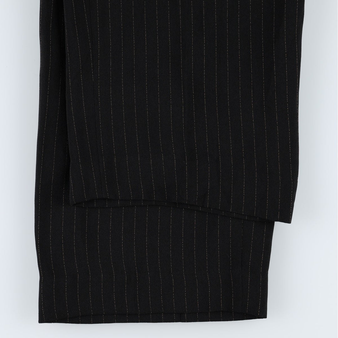 LAURA SCOTT Stripe Pattern One-Pleat Slacks Pants Women's L (equivalent to W28) polyester black type Vintage Second Hand