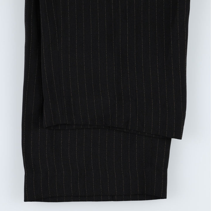LAURA SCOTT Stripe Pattern One-Pleat Slacks Pants Women's L (equivalent to W28) polyester black type Vintage Second Hand