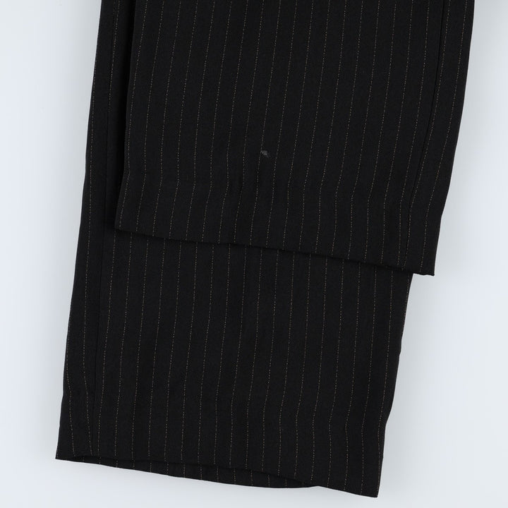 LAURA SCOTT Stripe Pattern One-Pleat Slacks Pants Women's L (equivalent to W28) polyester black type Vintage Second Hand