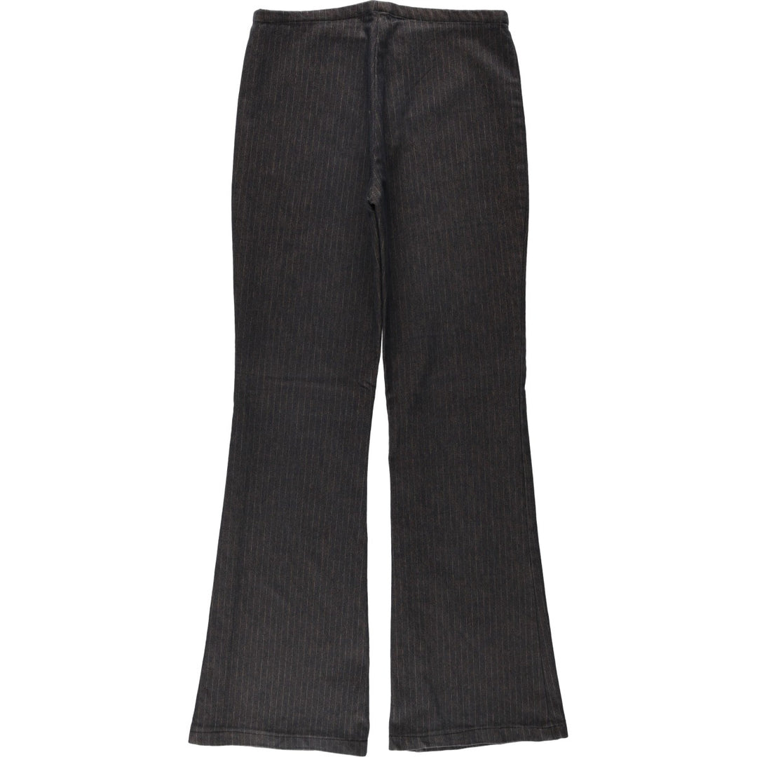 COLLOSEUM Stripe Pattern Cotton Slacks Pants, Flare Pants, Women's Size L (equivalent to W29), Vintage cotton dark chocolate Vintage Second Hand